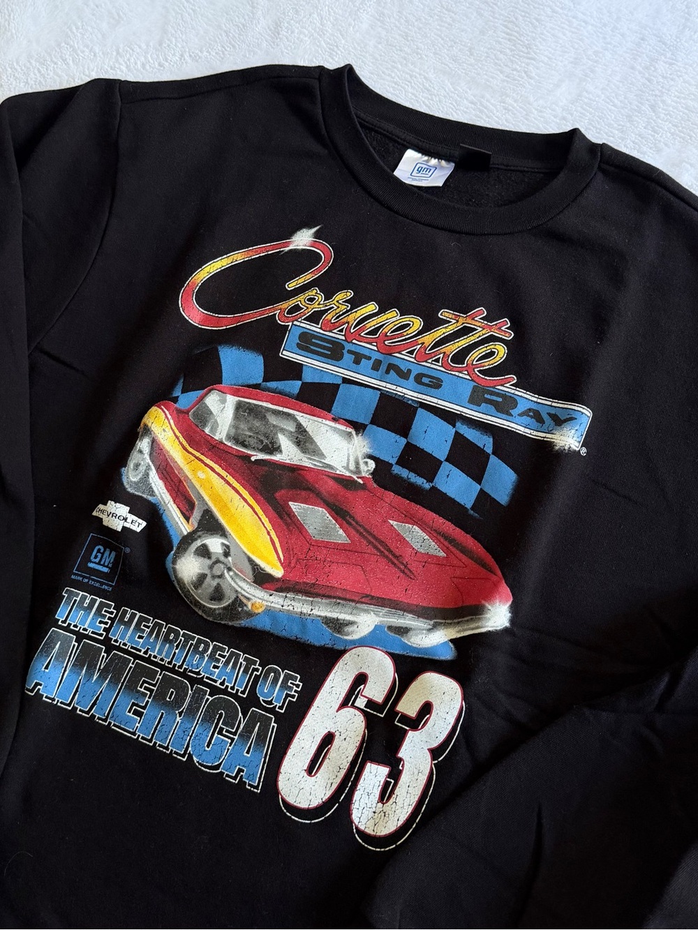 Corvette Sting Ray 63 Heartbeat of America Crewneck Sweatshirt Sz Large Racing